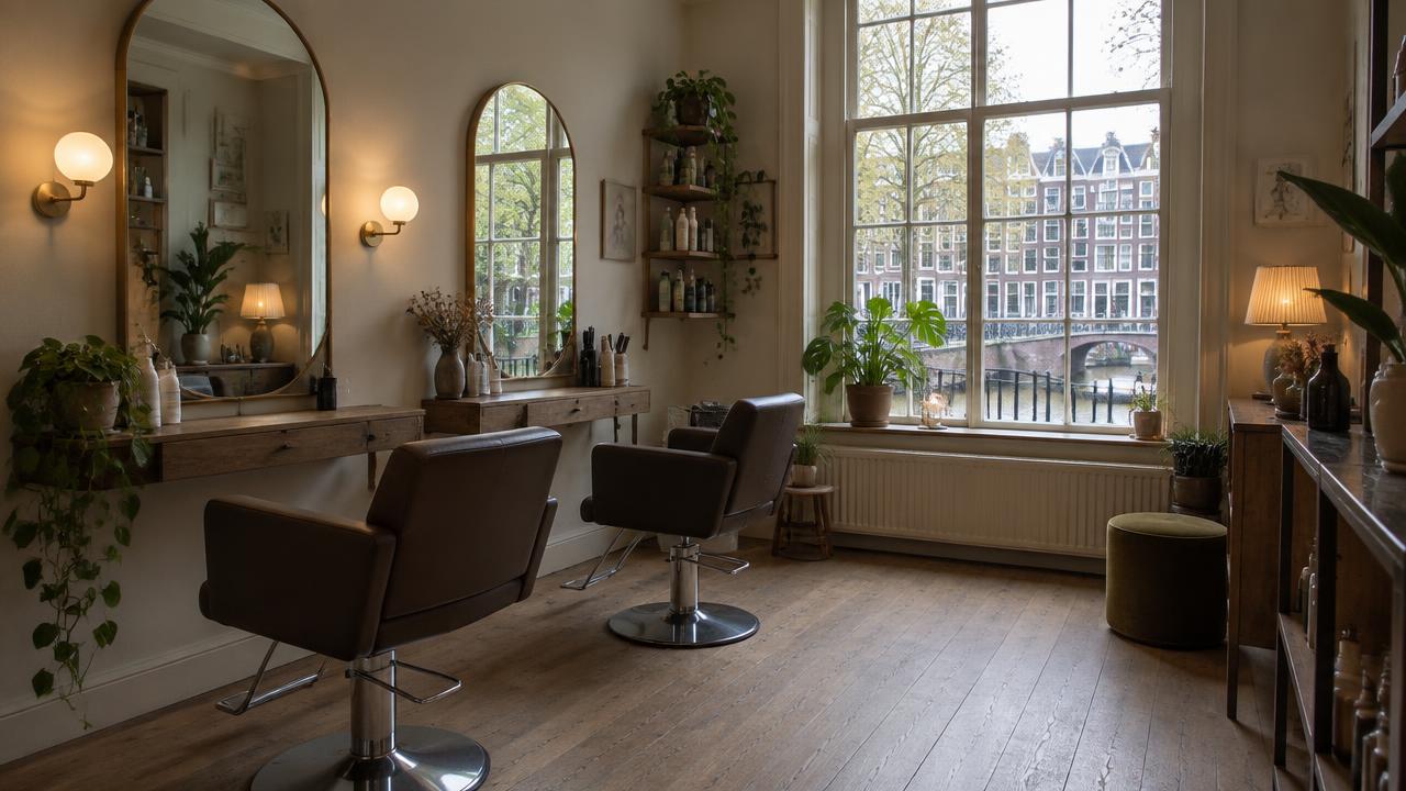 Interieur van een haarsalon in Amsterdam